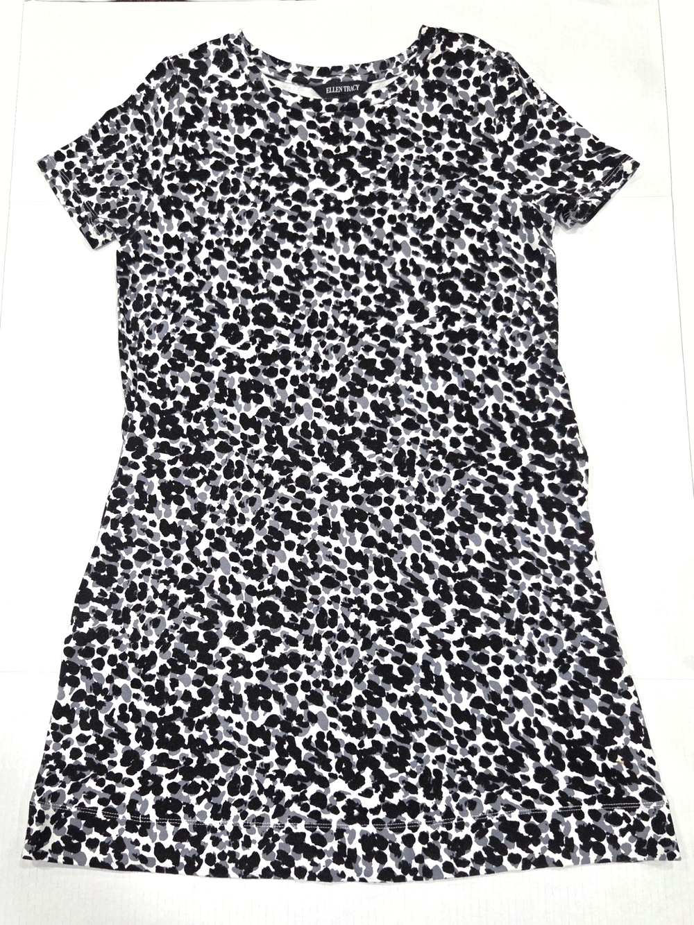 Ellen Tracy Pima Cotton Leopard Print Pocket Dress Triumph Grey Size M EUC